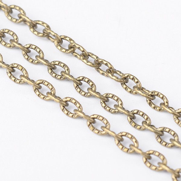 PandaHall Iron Textured Cable Chains, Unwelded, Lead Free and Nickel Free, with Card Paper, Oval, Antique Bronze, 4x3x1mm Iron
PandaHall Iron Textured Cable Chains, Unwelded, Lead Free and Nickel Free, with Card Paper, Oval, Antique Bronze, 4x3x1mm Iron