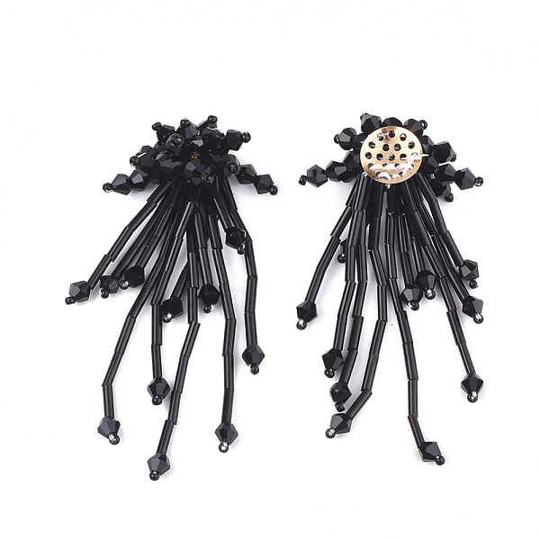 PandaHall Glass Beads Cabochons, with Seed Beads and Iron Sieve Findings, Light Gold, Black, 68~71x26~33mm Glass Others Black
PandaHall Glass Beads Cabochons, with Seed Beads and Iron Sieve Findings, Light Gold, Black, 68~71x26~33mm Glass Others Black