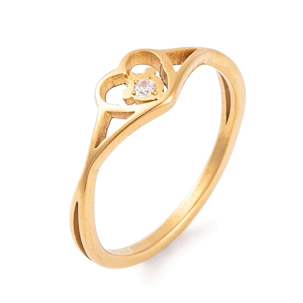 PandaHall Heart 304 Stainless Steel Finger Ring foe Women, with Cubic Zirconia, Golden, 6.5mm, US Size 6~9(16.5~18.9mm) Stainless..., Clear
PandaHall Heart 304 Stainless Steel Finger Ring foe Women, with Cubic Zirconia, Golden, 6.5mm, US Size 6~9(16.5~18.9mm) Stainless..., Clear