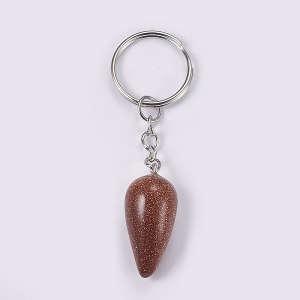 PandaHall Synthetic Goldstone Keychain, with Iron Key Rings, Platinum, teardrop, 80.5mm, Pendant: 33.5x15.5mm Goldstone Teardrop
PandaHall Synthetic Goldstone Keychain, with Iron Key Rings, Platinum, teardrop, 80.5mm, Pendant: 33.5x15.5mm Goldstone Teardrop