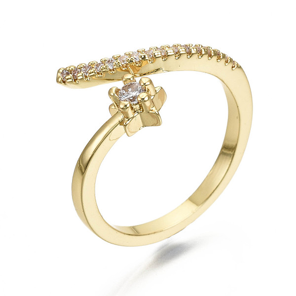 PandaHall Brass Micro Pave Clear Cubic Zirconia Cuff Rings, Open Rings, Nickel Free, Star, Real 16K Gold Plated, Inner Diameter: 17mm...
PandaHall Brass Micro Pave Clear Cubic Zirconia Cuff Rings, Open Rings, Nickel Free, Star, Real 16K Gold Plated, Inner Diameter: 17mm...
