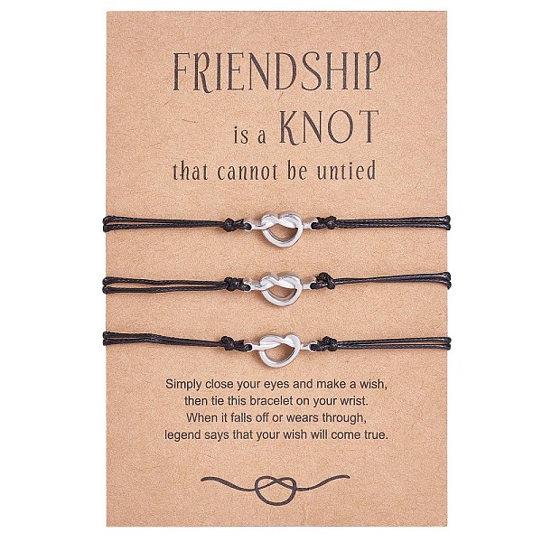 PandaHall 3Pcs 3 Style 430 Stainless Steel Knot Heart Link Bracelets Set, Match Adjustable Bracelets for Best Friends Couple Family...
PandaHall 3Pcs 3 Style 430 Stainless Steel Knot Heart Link Bracelets Set, Match Adjustable Bracelets for Best Friends Couple Family...