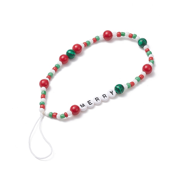 PandaHall Christmas Glass Beaded Mobile Straps, with Natural Dyed Mashan Jade & Synthetic Malachite Beads, Nylon Thread Mobile Accessories...
PandaHall Christmas Glass Beaded Mobile Straps, with Natural Dyed Mashan Jade & Synthetic Malachite Beads, Nylon Thread Mobile Accessories...
