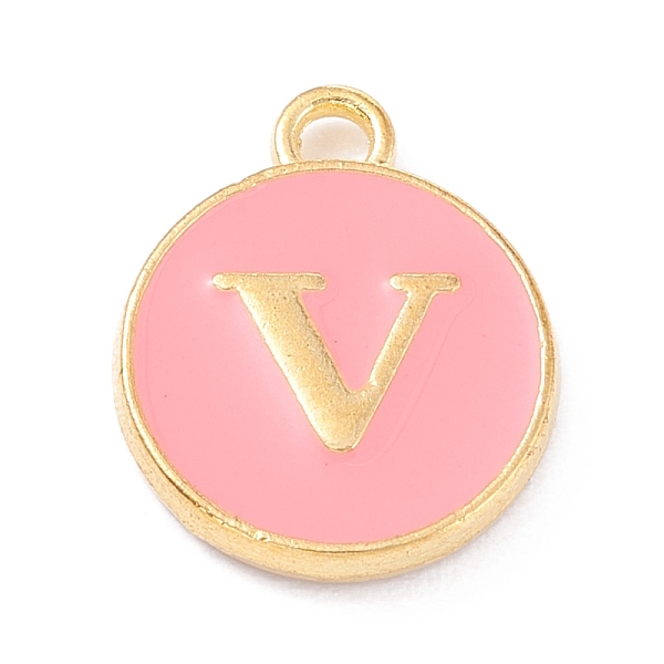 PandaHall Golden Plated Alloy Enamel Charms, Enamelled Sequins, Flat Round with Alphabet, Letter.V, Pink, 14x12x2mm, Hole: 1.5mm...
PandaHall Golden Plated Alloy Enamel Charms, Enamelled Sequins, Flat Round with Alphabet, Letter.V, Pink, 14x12x2mm, Hole: 1.5mm...