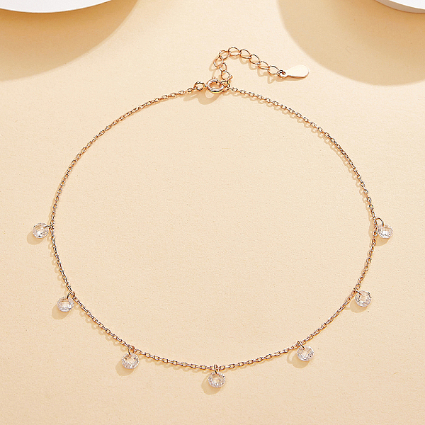 PandaHall 925 Sterling Silver Flat Round Cubic Zirconia Charm Anklets for Women, Rose Gold, 9-7/8 inch(25cm) Sterling Silver
PandaHall 925 Sterling Silver Flat Round Cubic Zirconia Charm Anklets for Women, Rose Gold, 9-7/8 inch(25cm) Sterling Silver