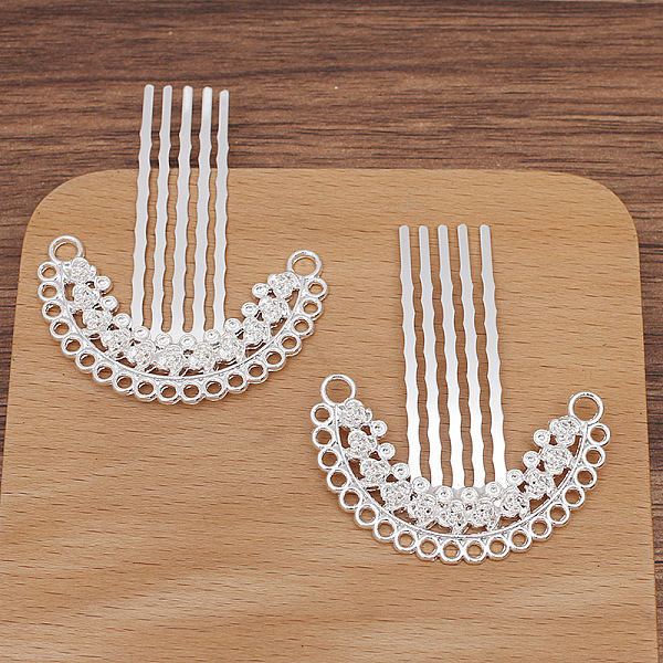 PandaHall Alloy Hair Comb Findings, with Iron Comb and Loop, Round Bead Settings, Silver, 61x38mm, Fit for 2mm Beads Alloy
PandaHall Alloy Hair Comb Findings, with Iron Comb and Loop, Round Bead Settings, Silver, 61x38mm, Fit for 2mm Beads Alloy