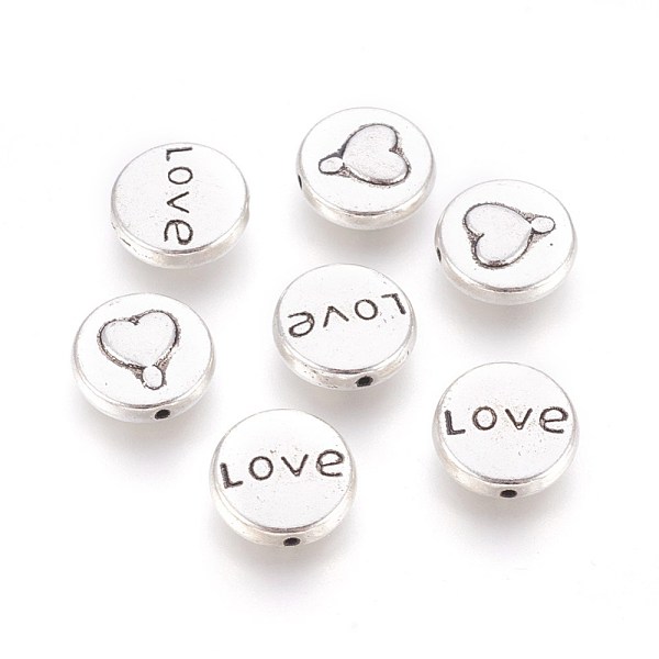 PandaHall Valentines Gift Ideas for Her Tibetan Silver Beads, Flat Round with Heart and Word LOVE, Antique Silver, Lead Free & Cadmium Free...
PandaHall Valentines Gift Ideas for Her Tibetan Silver Beads, Flat Round with Heart and Word LOVE, Antique Silver, Lead Free & Cadmium Free...
