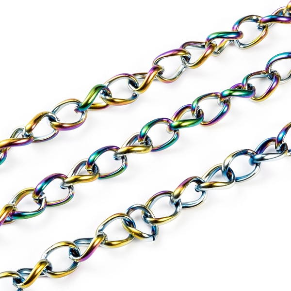 PandaHall 304 Stainless Steel Side Twisted Chains, Curb Chains, with Spool, Rainbow Color, 9x6x2mm, about 32.8 Feet(10m)/roll 304 Stainless...
PandaHall 304 Stainless Steel Side Twisted Chains, Curb Chains, with Spool, Rainbow Color, 9x6x2mm, about 32.8 Feet(10m)/roll 304 Stainless...