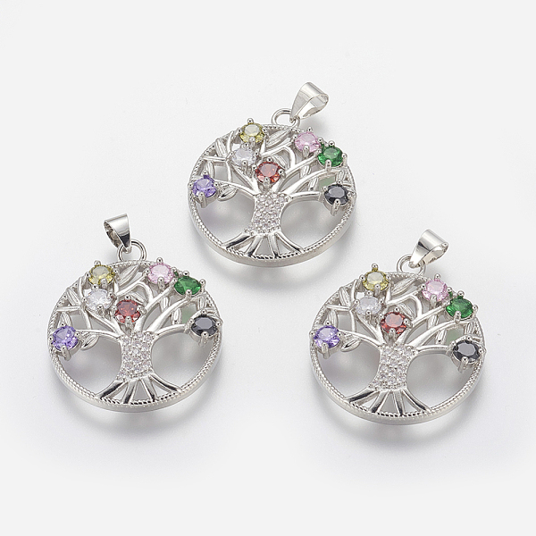 PandaHall Brass Micro Pave Cubic Zirconia Pendants, Flat Round with Tree of Life, Platinum, Colorful, 31x27x5mm, Hole: 4x5mm Brass+Cubic...
PandaHall Brass Micro Pave Cubic Zirconia Pendants, Flat Round with Tree of Life, Platinum, Colorful, 31x27x5mm, Hole: 4x5mm Brass+Cubic...