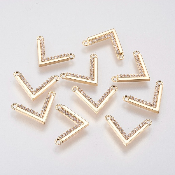 PandaHall Brass Micro Pave Cubic Zirconia Charms, Chevron, Real 18K Gold Plated, 10.5x15x1.5mm, Hole: 1mm Brass+Cubic Zirconia Others Clear
PandaHall Brass Micro Pave Cubic Zirconia Charms, Chevron, Real 18K Gold Plated, 10.5x15x1.5mm, Hole: 1mm Brass+Cubic Zirconia Others Clear
