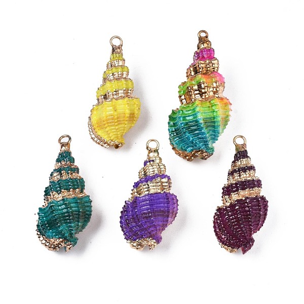 PandaHall Spray Painted & Electroplate Spiral Shell Pendants, with Iron Findings, Light Gold, Mixed Color, 31~43x17~21x15~19mm, Hole: 1.5mm..., Multicolor
PandaHall Spray Painted & Electroplate Spiral Shell Pendants, with Iron Findings, Light Gold, Mixed Color, 31~43x17~21x15~19mm, Hole: 1.5mm..., Multicolor