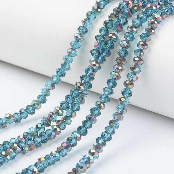 PandaHall Electroplate Transparent Glass Beads Strands, Half Rose Gold Plated, Faceted, Rondelle, Dark Turquoise, 6x5mm, Hole: 1mm, about..., Cyan
PandaHall Electroplate Transparent Glass Beads Strands, Half Rose Gold Plated, Faceted, Rondelle, Dark Turquoise, 6x5mm, Hole: 1mm, about..., Cyan