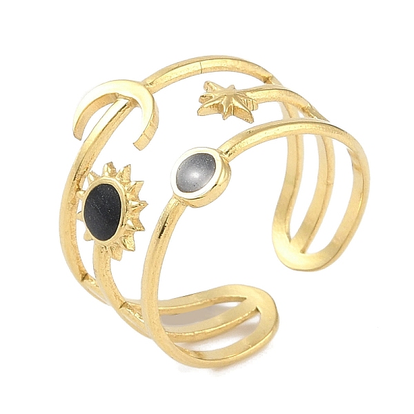 PandaHall Ion Plating(IP) 304 Stainless Steel Enamel Cuff Finger Rings, Moon Star Sun Wide Open Rings for Women, Real 18K Gold Plated..., Black
PandaHall Ion Plating(IP) 304 Stainless Steel Enamel Cuff Finger Rings, Moon Star Sun Wide Open Rings for Women, Real 18K Gold Plated..., Black