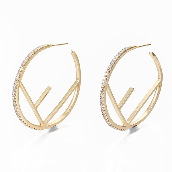 PandaHall Brass Micro Pave Clear Cubic Zirconia Half Hoop Earrings, Stud Earrings, Nickel Free, Ring, Real 18K Gold Plated, 44.5x2mm, Pin...
PandaHall Brass Micro Pave Clear Cubic Zirconia Half Hoop Earrings, Stud Earrings, Nickel Free, Ring, Real 18K Gold Plated, 44.5x2mm, Pin...
