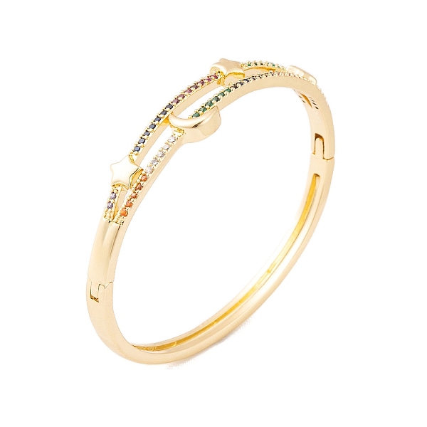 PandaHall Brass Pave Colorful Cubic Zirconia Hinged Bangles for Women, Real 18K Gold Platend, Moon, Inner Diameter: 2~2-3/8 inch(5.1~5.9cm)...
PandaHall Brass Pave Colorful Cubic Zirconia Hinged Bangles for Women, Real 18K Gold Platend, Moon, Inner Diameter: 2~2-3/8 inch(5.1~5.9cm)...