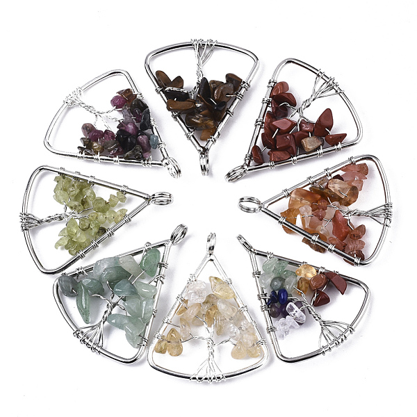 PandaHall Natural Gemstone Big Pendants, Wire Wrapped Pendants, with Brass Wires, Triangle & Tree, Platinum, 40x30.5x5~10mm, Hole: 4.5mm...
PandaHall Natural Gemstone Big Pendants, Wire Wrapped Pendants, with Brass Wires, Triangle & Tree, Platinum, 40x30.5x5~10mm, Hole: 4.5mm...
