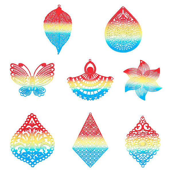PandaHall Biyun 32Pcs 8 Style 430 Stainless Steel Filigree Pendants, Spray Painted, Etched Metal Embellishments, Mix-shaped, Colorful...
PandaHall Biyun 32Pcs 8 Style 430 Stainless Steel Filigree Pendants, Spray Painted, Etched Metal Embellishments, Mix-shaped, Colorful...