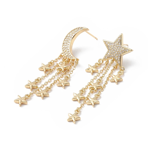 PandaHall Clear Cubic Zirconia Moon & Star Asymmetrical Earrings, Brass Tassel Dangle Stud Earrings for Women, Cadmium Free & Lead Free...
PandaHall Clear Cubic Zirconia Moon & Star Asymmetrical Earrings, Brass Tassel Dangle Stud Earrings for Women, Cadmium Free & Lead Free...