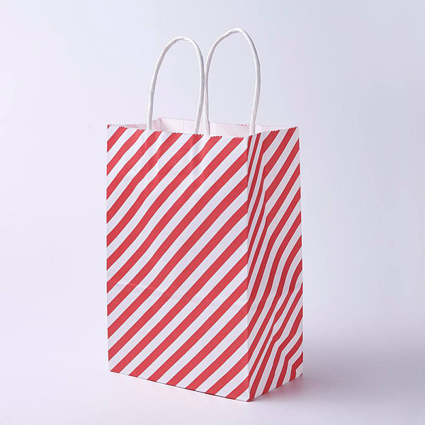 PandaHall kraft Paper Bags, with Handles, Gift Bags, Shopping Bags, Rectangle, Diagonal Stripe Pattern, Red, 33x26x12cm Paper Stripe Red
PandaHall kraft Paper Bags, with Handles, Gift Bags, Shopping Bags, Rectangle, Diagonal Stripe Pattern, Red, 33x26x12cm Paper Stripe Red