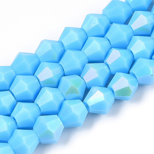PandaHall Opaque Solid Color Electroplate Glass Beads Strands, AB Color Plated, Faceted, Bicone, Light Sky Blue, 6x5.5mm, Hole: 1.2mm, about...
PandaHall Opaque Solid Color Electroplate Glass Beads Strands, AB Color Plated, Faceted, Bicone, Light Sky Blue, 6x5.5mm, Hole: 1.2mm, about...