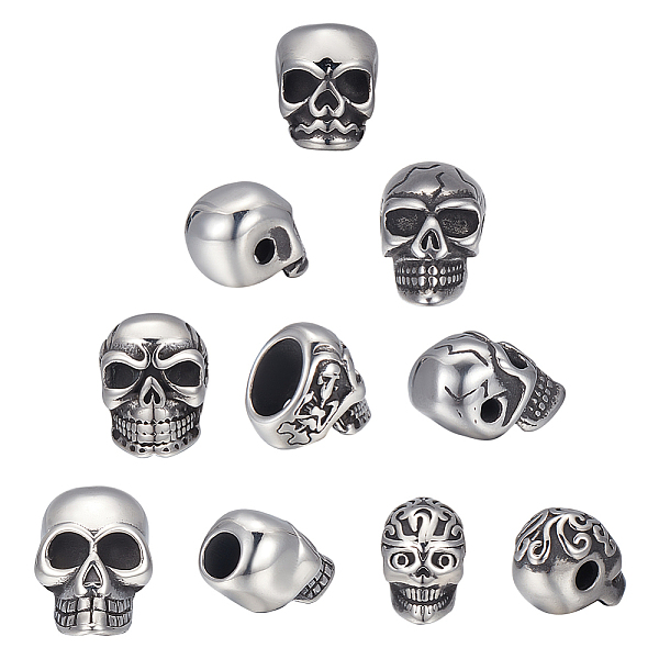 PandaHall Unicraftale 10Pcs 5 Style 304 Stainless Steel Beads, Large Hole Beads, Skull, Antique Silver, 11~20x7.8~11x9~14mm, Hole: 2~8mm...
PandaHall Unicraftale 10Pcs 5 Style 304 Stainless Steel Beads, Large Hole Beads, Skull, Antique Silver, 11~20x7.8~11x9~14mm, Hole: 2~8mm...