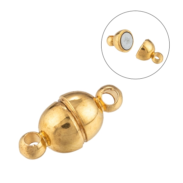 PandaHall Round Brass Magnetic Clasps with Loops, N35 Grade Strong Magnet, Oval, Nickel Free, Golden, 11x5mm, Hole: 1mm Brass Oval
PandaHall Round Brass Magnetic Clasps with Loops, N35 Grade Strong Magnet, Oval, Nickel Free, Golden, 11x5mm, Hole: 1mm Brass Oval