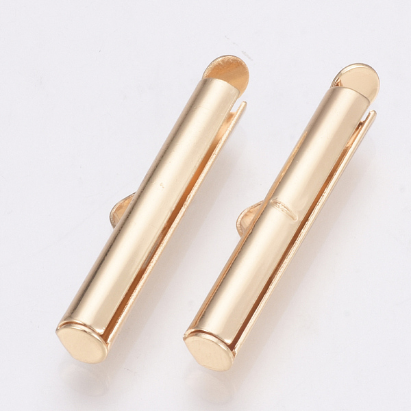 PandaHall Brass Slide On End Clasp Tubes, Slider End Caps, Light Gold, 6x25x4mm, Hole: 1x3mm, Inner Diameter: 3mm Brass
PandaHall Brass Slide On End Clasp Tubes, Slider End Caps, Light Gold, 6x25x4mm, Hole: 1x3mm, Inner Diameter: 3mm Brass