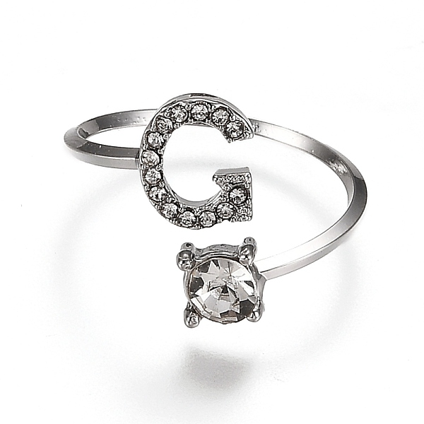 PandaHall Alloy Cuff Rings, Open Rings, with Crystal Rhinestone, Platinum, Letter.G, US Size 7 1/4(17.5mm) Alloy+Rhinestone Letter G Clear
PandaHall Alloy Cuff Rings, Open Rings, with Crystal Rhinestone, Platinum, Letter.G, US Size 7 1/4(17.5mm) Alloy+Rhinestone Letter G Clear