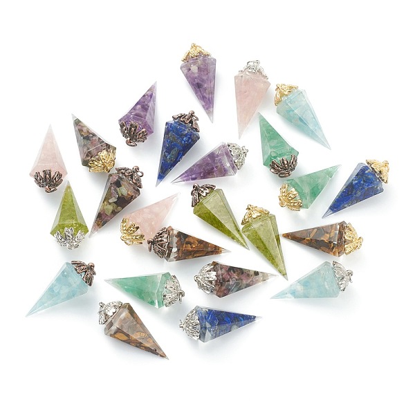 PandaHall Resin Pointed Pendants, with Natural Mixed Gemstone Inside and Brass Findings, Faceted, Cone/Spike/Pendulum, 43.5x17x19.5mm, Jump...
PandaHall Resin Pointed Pendants, with Natural Mixed Gemstone Inside and Brass Findings, Faceted, Cone/Spike/Pendulum, 43.5x17x19.5mm, Jump...