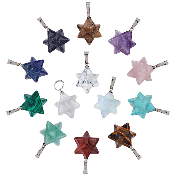 PandaHall ARRICRAFT Gemstone Pendants, Brass Finding, Merkaba Star, Platinum, 22~23x16.5~17x19mm, Hole: 6mm, 13 materials, 1pc/material...
PandaHall ARRICRAFT Gemstone Pendants, Brass Finding, Merkaba Star, Platinum, 22~23x16.5~17x19mm, Hole: 6mm, 13 materials, 1pc/material...