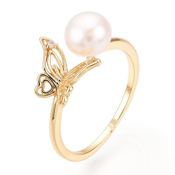 PandaHall Natural Pearl Open Cuff Ring Micro Pave Clear Cubic Zirconia, Brass Finger Rings, Butterfly, Real 18K Gold Plated, US Size 6 3/4...
PandaHall Natural Pearl Open Cuff Ring Micro Pave Clear Cubic Zirconia, Brass Finger Rings, Butterfly, Real 18K Gold Plated, US Size 6 3/4...