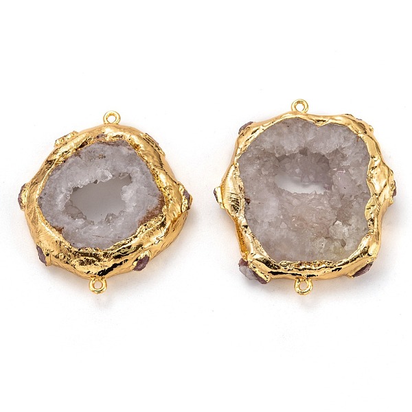 PandaHall Natural Druzy Agate Links Connectors, with Golden Tone Brass Findings, Dyed, Light Grey, 46~49x33~33.5x10~12mm, Hole: 1.8mm Druzy...
PandaHall Natural Druzy Agate Links Connectors, with Golden Tone Brass Findings, Dyed, Light Grey, 46~49x33~33.5x10~12mm, Hole: 1.8mm Druzy...