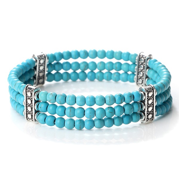 PandaHall Round Synthetic Turquoise & Alloy Multi-Strand Beaded Stretch Bracelets for Women Men Synthetic Turquoise
PandaHall Round Synthetic Turquoise & Alloy Multi-Strand Beaded Stretch Bracelets for Women Men Synthetic Turquoise