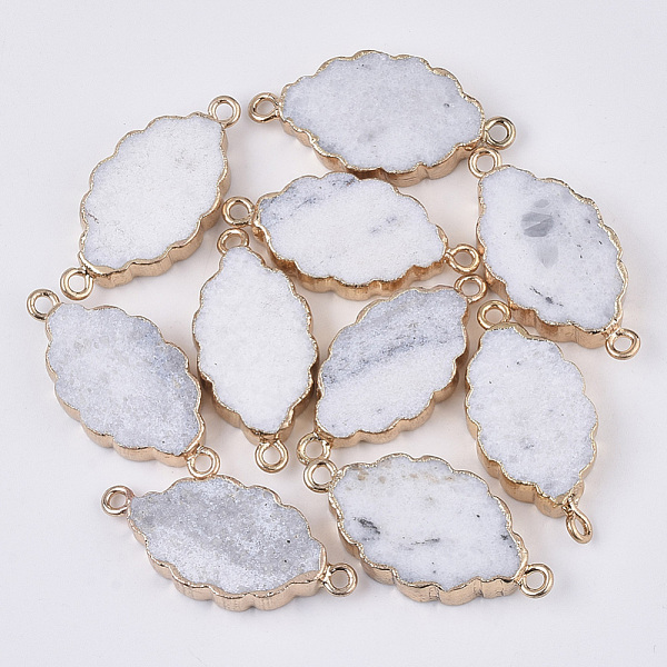 PandaHall Natural White Jade Links connectors, with Edge Golden Plated Iron Loops, Oval, 39x18x5.5mm, Hole: 2mm White Jade Oval
PandaHall Natural White Jade Links connectors, with Edge Golden Plated Iron Loops, Oval, 39x18x5.5mm, Hole: 2mm White Jade Oval