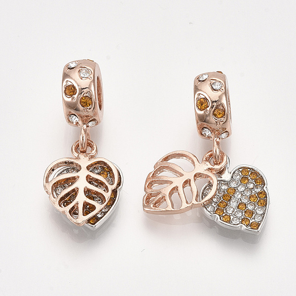 PandaHall Alloy European Dangle Charms, with Rhinestone, Large Hole Pendants, Leaf, Colorful, Platinum & Rose Gold, 27.5mm, Hole: 5mm..., Multicolor
PandaHall Alloy European Dangle Charms, with Rhinestone, Large Hole Pendants, Leaf, Colorful, Platinum & Rose Gold, 27.5mm, Hole: 5mm..., Multicolor
