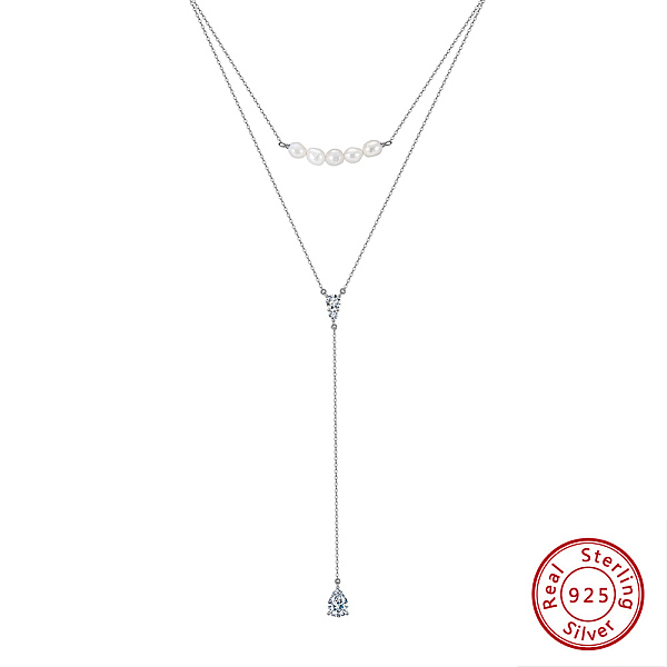 PandaHall 925 Sterling Silver Double Layer Necklaces, with 5A Cubic Zirconia Charms, Natural Freshwater Pearl Necklaces, Real Platinum..., Clear
PandaHall 925 Sterling Silver Double Layer Necklaces, with 5A Cubic Zirconia Charms, Natural Freshwater Pearl Necklaces, Real Platinum..., Clear