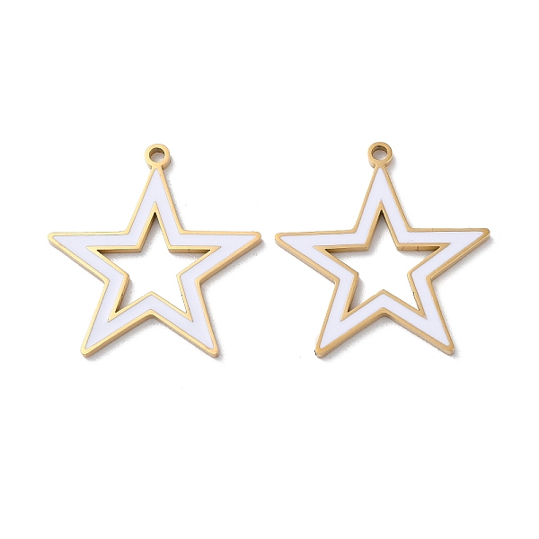 PandaHall Ion Plating(IP) 304 Stainless Steel Pendants, with Enamel, Star Charm, Golden, 25x24x1.5mm, Hole: 1.6mm Stainless Steel+Enamel..., White
PandaHall Ion Plating(IP) 304 Stainless Steel Pendants, with Enamel, Star Charm, Golden, 25x24x1.5mm, Hole: 1.6mm Stainless Steel+Enamel..., White