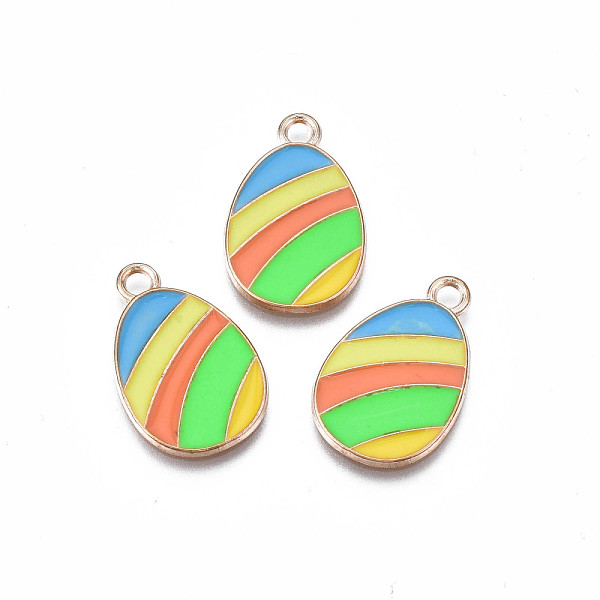 PandaHall Alloy Enamel Pendants, Light Gold, Cadmium Free & Lead Free, Easter Egg Shape with Stripe, Colorful, 22x14x1.5mm, Hole: 2mm...
PandaHall Alloy Enamel Pendants, Light Gold, Cadmium Free & Lead Free, Easter Egg Shape with Stripe, Colorful, 22x14x1.5mm, Hole: 2mm...