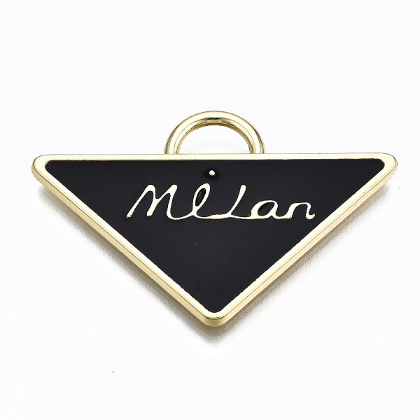 PandaHall Alloy Enamel Pendants, Triangle with Word Milan, Cadmium Free & Lead Free, Light Gold, Black, 23.5x36x2mm, Hole: 3.5x6mm...
PandaHall Alloy Enamel Pendants, Triangle with Word Milan, Cadmium Free & Lead Free, Light Gold, Black, 23.5x36x2mm, Hole: 3.5x6mm...