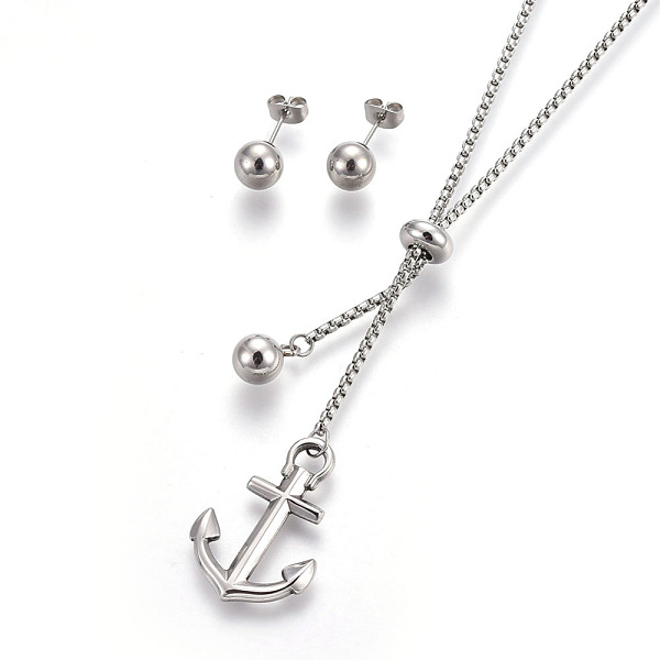 PandaHall Adjustable 304 Stainless Steel Stud Earrings & Slider Necklaces Jewelry Sets, Anchor and Round, Stainless Steel Color, 21 inch...
PandaHall Adjustable 304 Stainless Steel Stud Earrings & Slider Necklaces Jewelry Sets, Anchor and Round, Stainless Steel Color, 21 inch...