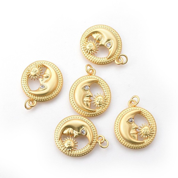 PandaHall Brass Pendants, with Micro Pave Cubic Zirconia, Long-Lasting Plated, Flat Round with Moon & Sun, Clear, Real 18K Gold Plated...
PandaHall Brass Pendants, with Micro Pave Cubic Zirconia, Long-Lasting Plated, Flat Round with Moon & Sun, Clear, Real 18K Gold Plated...