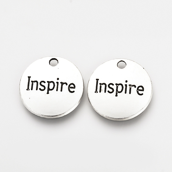 PandaHall Tibetan Style Alloy Pendants, Inspirational Message Pendants, Flat Round with Word Inspire, Cadmium Free & Lead Free, Antique...
PandaHall Tibetan Style Alloy Pendants, Inspirational Message Pendants, Flat Round with Word Inspire, Cadmium Free & Lead Free, Antique...