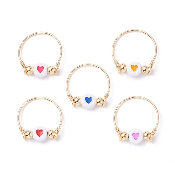 PandaHall Heart Pattern Flat Round Acrylic Beads Finger Rings for Girl Women, Beads Wire Wrap Brass Thin Rings, Golden, Mixed Color, US Size..., Multicolor
PandaHall Heart Pattern Flat Round Acrylic Beads Finger Rings for Girl Women, Beads Wire Wrap Brass Thin Rings, Golden, Mixed Color, US Size..., Multicolor
