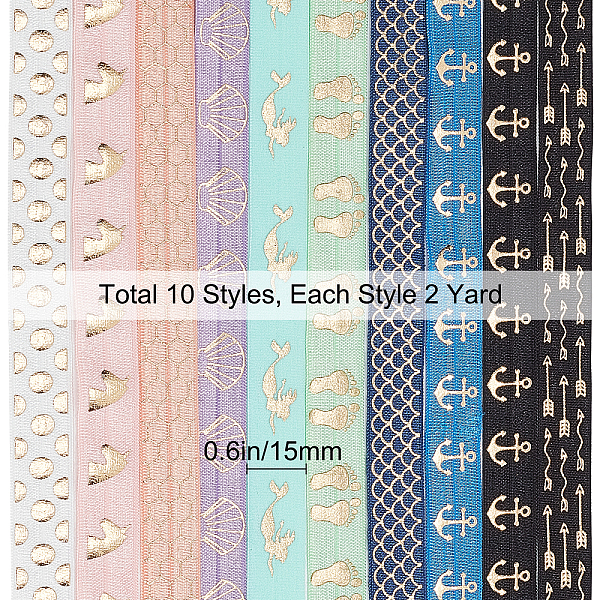 PandaHall Gorgecraft 20 Yards 10 Style Polyester Elastic Ribbon, Flat with Gold Pattern, for Gift Decoration, Garment Accessories, Mixed..., Multicolor
PandaHall Gorgecraft 20 Yards 10 Style Polyester Elastic Ribbon, Flat with Gold Pattern, for Gift Decoration, Garment Accessories, Mixed..., Multicolor