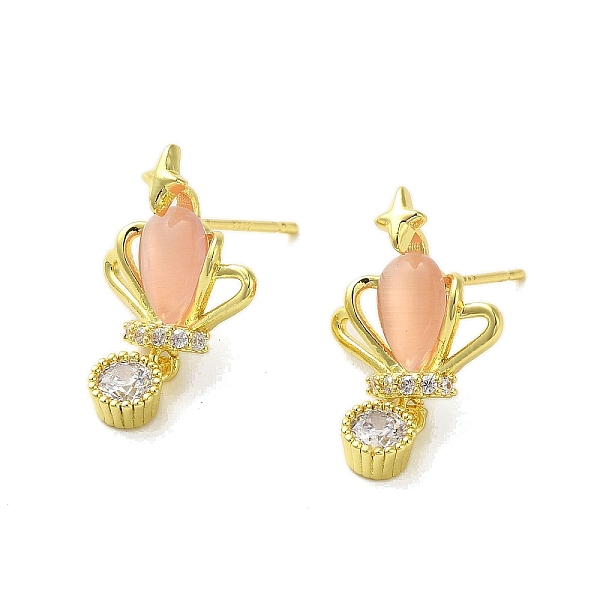 PandaHall Brass Micro Pave Cubic Zirconia Earrings for Women, with Cat Eye, Crown, 22.5x14.5mm Cubic Zirconia Crown
PandaHall Brass Micro Pave Cubic Zirconia Earrings for Women, with Cat Eye, Crown, 22.5x14.5mm Cubic Zirconia Crown