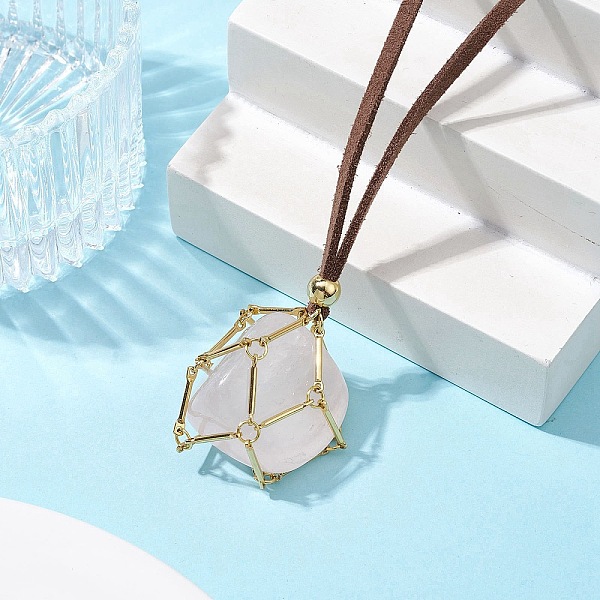 PandaHall Crystal Holder Cage Necklaces, Brass Bar Connected Pouch Empty Stone Holder for Pendant Necklace Making, Faux Suede Cord Necklace...
PandaHall Crystal Holder Cage Necklaces, Brass Bar Connected Pouch Empty Stone Holder for Pendant Necklace Making, Faux Suede Cord Necklace...