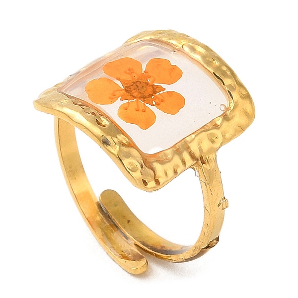 PandaHall Dark Orange Square Epoxy Resin with Dry Flower Adjustable Rings, Ion Plating(IP) 316 Surgical Stainless Steel Ring, Real 18K Gold...
PandaHall Dark Orange Square Epoxy Resin with Dry Flower Adjustable Rings, Ion Plating(IP) 316 Surgical Stainless Steel Ring, Real 18K Gold...