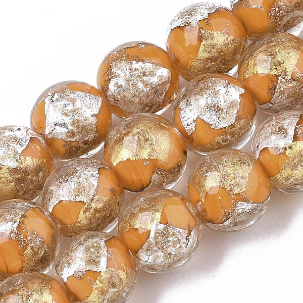 PandaHall Handmade Gold Sand Lampwork Bead Strands, Half Silver Foil & Half Gold Foil, Round, Dark Orange, 11.5~12.5x11~12mm, Hole: 1.2mm...
PandaHall Handmade Gold Sand Lampwork Bead Strands, Half Silver Foil & Half Gold Foil, Round, Dark Orange, 11.5~12.5x11~12mm, Hole: 1.2mm...