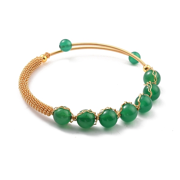 PandaHall Natural Green Agate Beaded Cuff Bangle, Golden Brass Wire Wrapped Open Bangle for Women, Lead Free & Cadmium Free, Inner Diameter...
PandaHall Natural Green Agate Beaded Cuff Bangle, Golden Brass Wire Wrapped Open Bangle for Women, Lead Free & Cadmium Free, Inner Diameter...