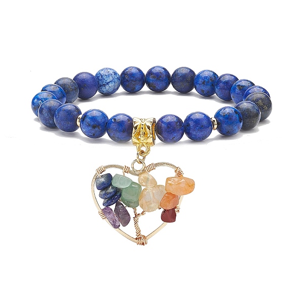 PandaHall Natural Lapis Lazuli(Dyed) Stretch Bracelet, Yoga Chakra Mixed Gemstone Chips Heart with Tree Charms Bracelet for Women, Inner...
PandaHall Natural Lapis Lazuli(Dyed) Stretch Bracelet, Yoga Chakra Mixed Gemstone Chips Heart with Tree Charms Bracelet for Women, Inner...